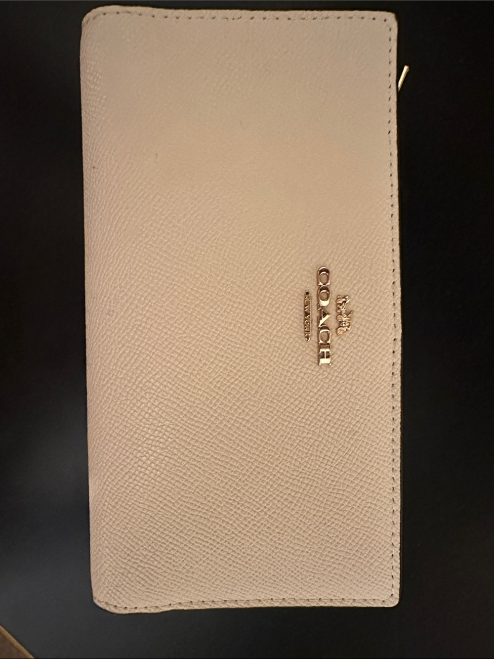 Coach creme  Leather Continental Wallet with Gold Logo